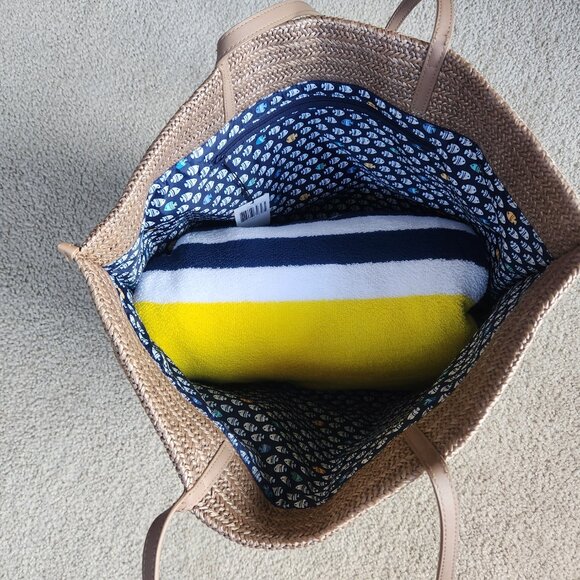 NWT Vera Bradley Embroidered Fish Straw Beach Tote Bag - Picture 6 of 9